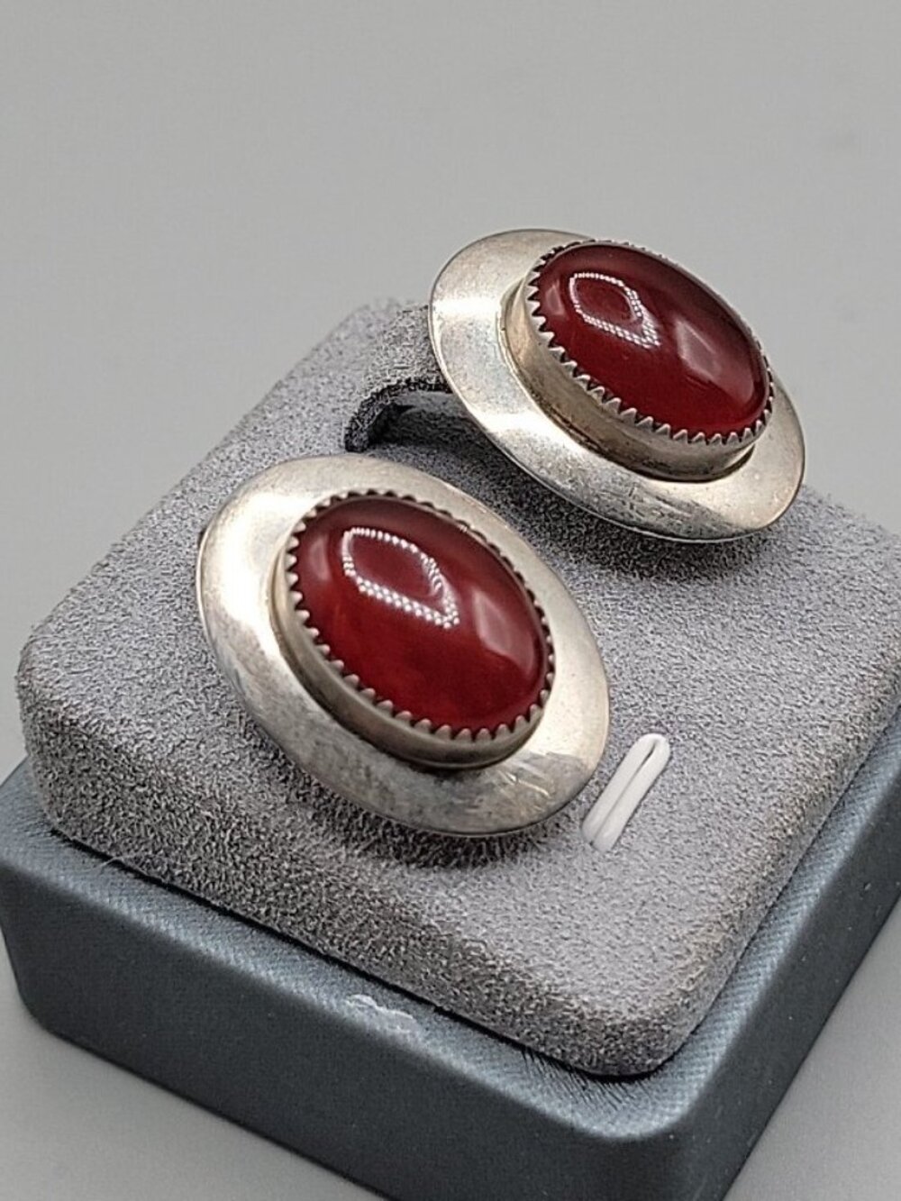VTG Marie Begay Navajo Sterling Silver Red Carnelian Earrings Native American